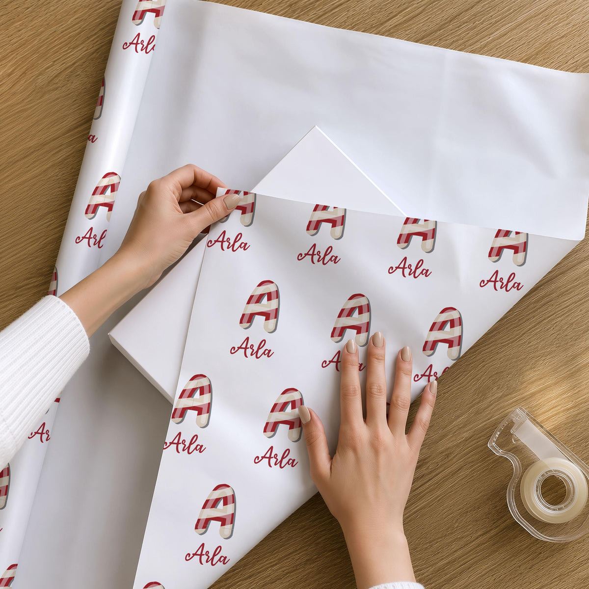 Personalised Christmas Wrapping Paper Initial & Name Kids Children Friends Family Custom Gift Wrap