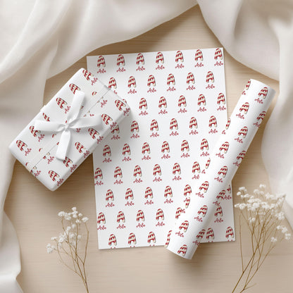 personalised christmas wrapping paper gifts custom name initial kids children
