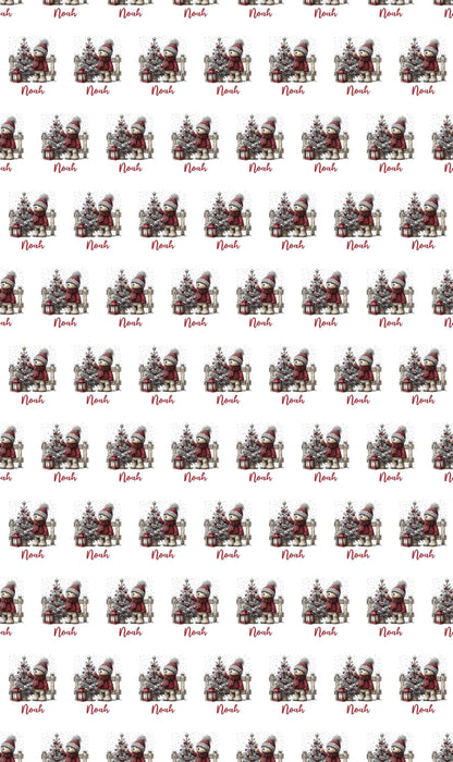 Personalised Teddy Bear Christmas Scene Wrapping Paper For Kids Children Custom Xmas Gift Wrap