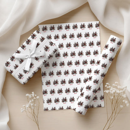 kids teddy bear personalised christmas wrapping paper custom gift wrap for children