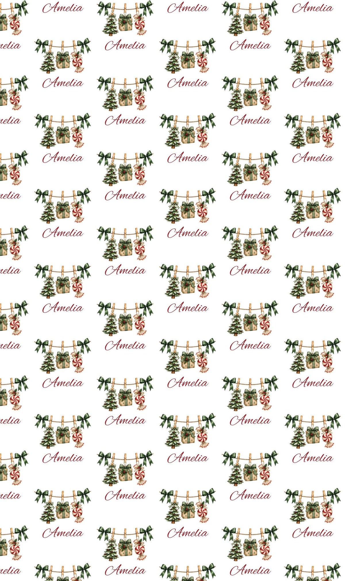 Personalised Name Christmas Wrapping Paper For Kids - Christmas Tree Present Decorative Custom Gift Wrap