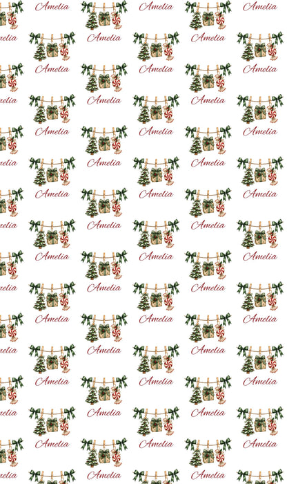 Personalised Name Christmas Wrapping Paper For Kids - Christmas Tree Present Decorative Custom Gift Wrap