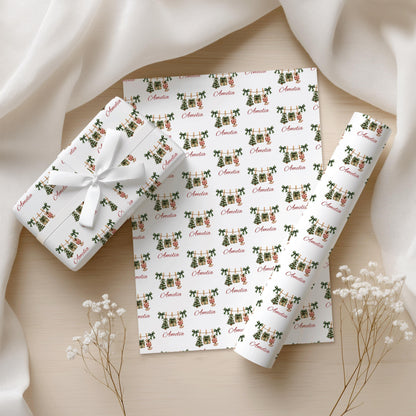 personalised name wrapping paper christmas custom gift wrap for kids childrens present