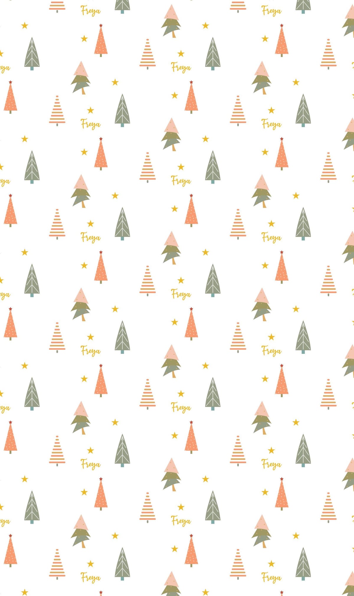 Boho Cute Christmas Trees Custom Wrapping Paper For Kids Family Friends With Christmas Trees & Stars Personalised