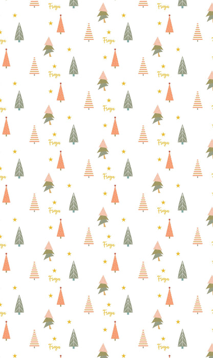 Boho Cute Christmas Trees Custom Wrapping Paper For Kids Family Friends With Christmas Trees & Stars Personalised