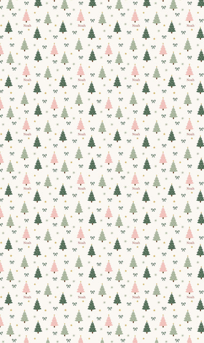 Custom Name Christmas Tree Wrapping Paper | Personalised Xmas Gift Wrap Kids & Friends