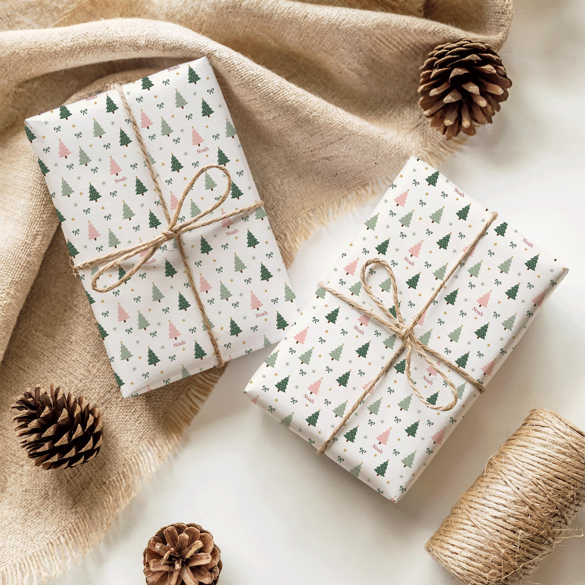 Personalised Christmas Wrapping Paper | Custom Name Christmas Tree Gift Wrap Sheet Roll