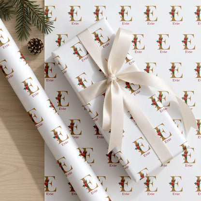 personalised initial name wrapping paper Christmas gift wrap custom
