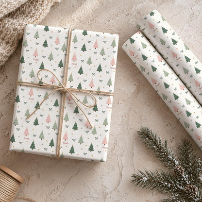 Custom Name Christmas Tree Wrapping Paper | Personalised Xmas Gift Wrap Kids & Friends