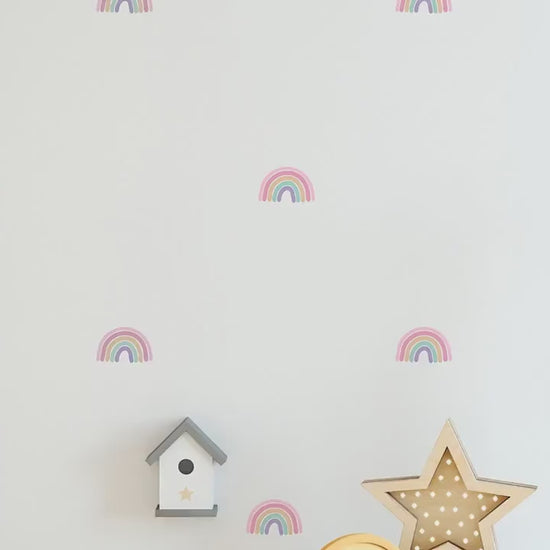 Removable Childrens Room Pastel Rainbow Wall Stickers Nursery Decals | 24 Pack
