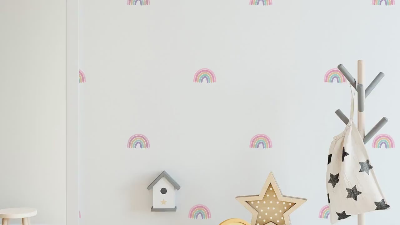 Removable Childrens Room Pastel Rainbow Wall Stickers Nursery Decals | 24 Pack