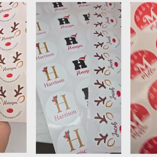 Personalised Name Christmas Present Stickers Cute Snowman Gift Label