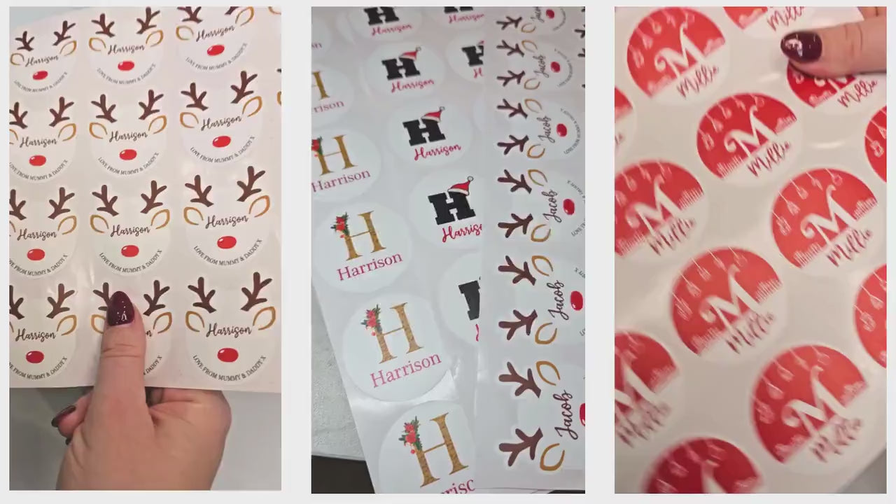 Dinosaur Christmas Personalised Name Present Stickers Labels Gift Tag