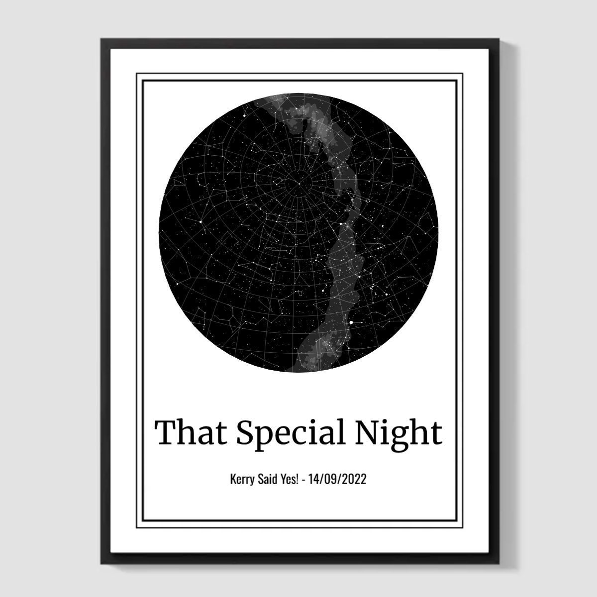 Personalised Star Map Print With Border QuoteMyWall