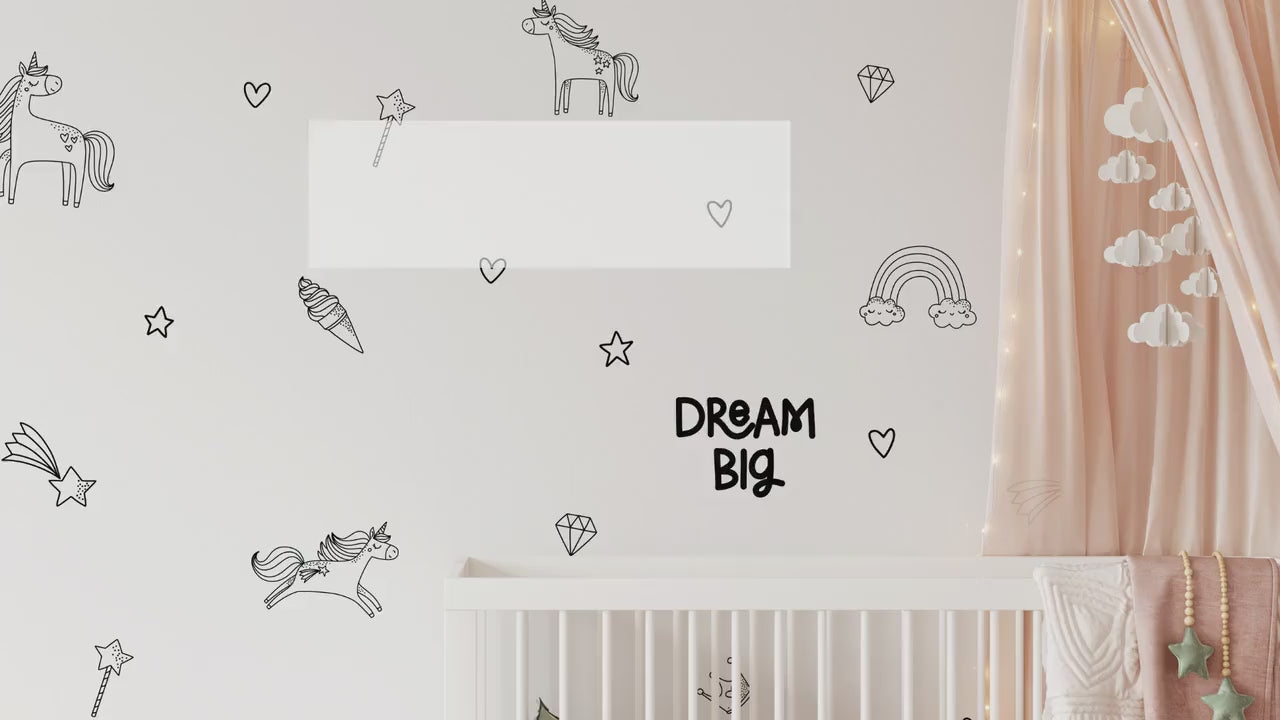 Cute Magical Hand Drawn Unicorn Wall Stickers For Girls Rooms Kids Nursery Decals