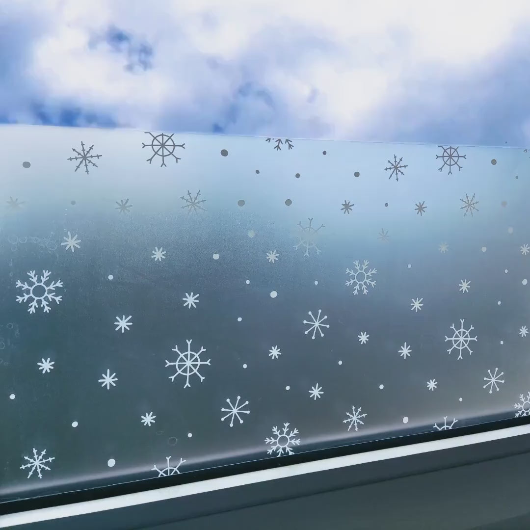 Hand Drawn Snowflakes Christmas Window Privacy Sticker, Christmas Window Decals