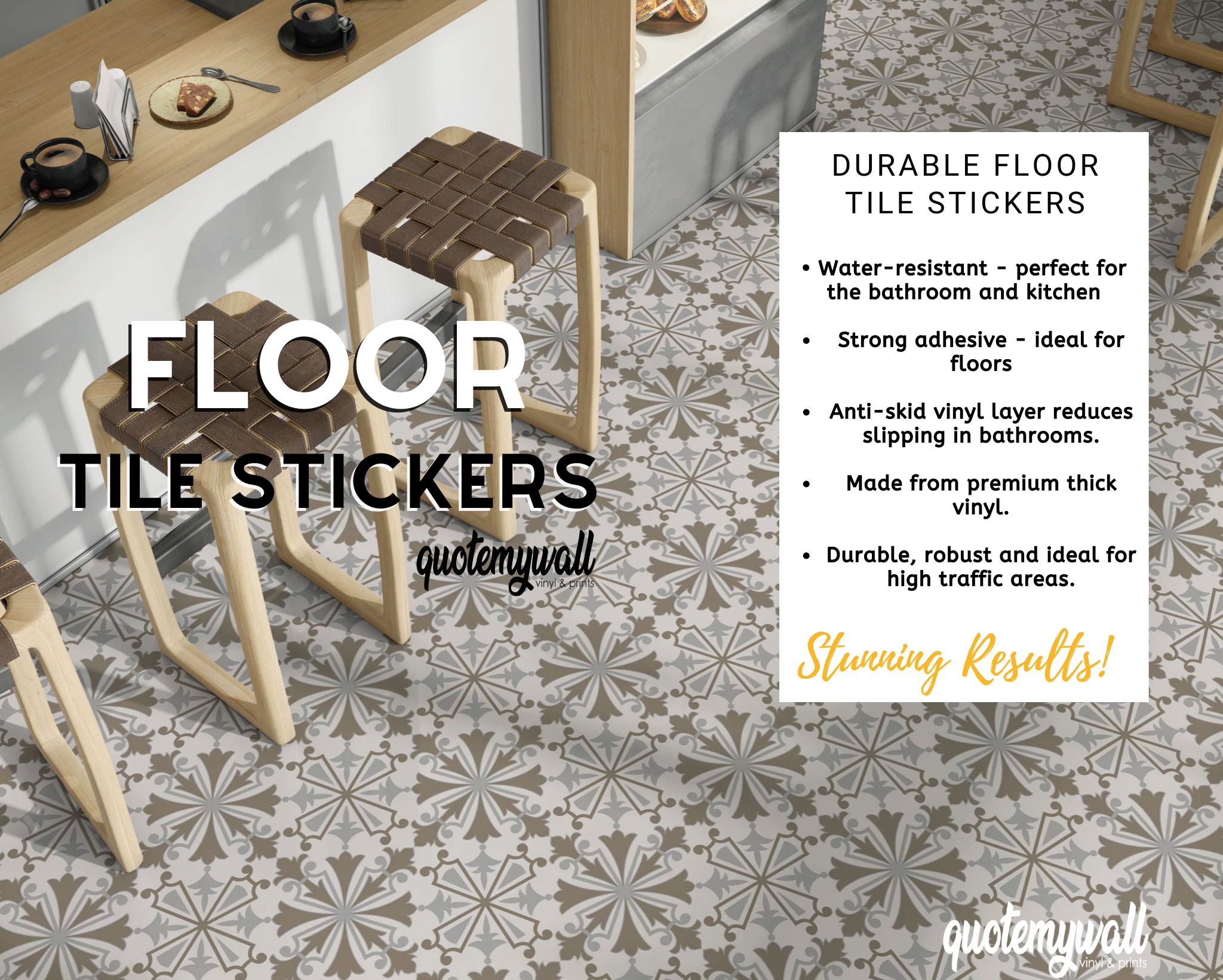 Beige Neutral Deco Floor Tile Stickers