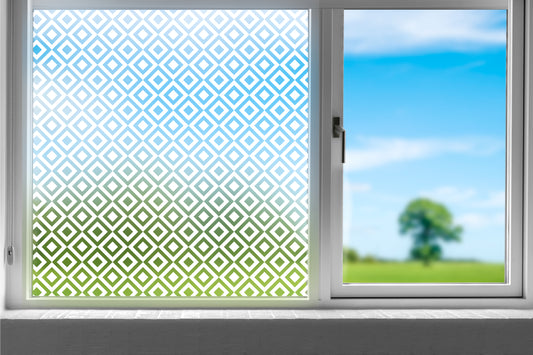 Geometric Diamond Squares Privacy Frosted Window Film