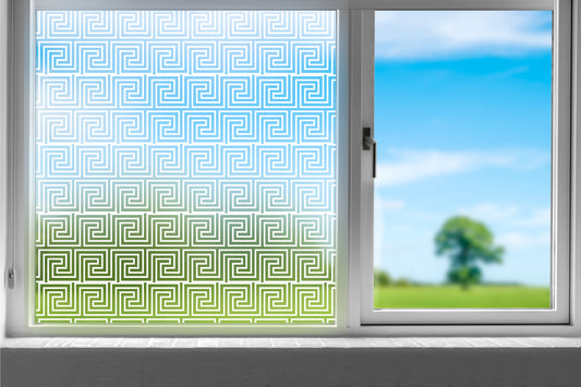 Slim Aztec Square Pattern Frosted Window Privacy Film