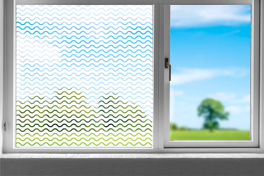 Bold Wiggly Lines Clear Window Cling Privacy Film