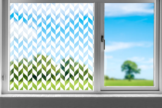 Chevron Lines Clear Static Cling Window Privacy Film