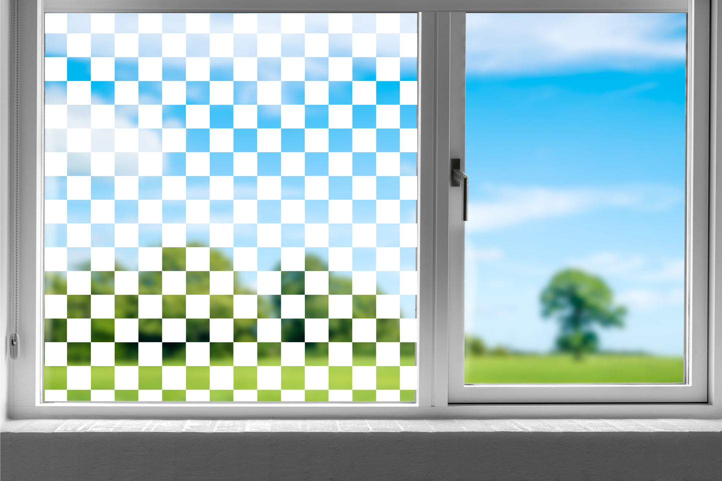 Chequerboard Square Clear Privacy Window Film