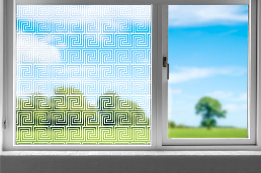Slim Aztec Square Pattern Clear Privacy Window Glass Film
