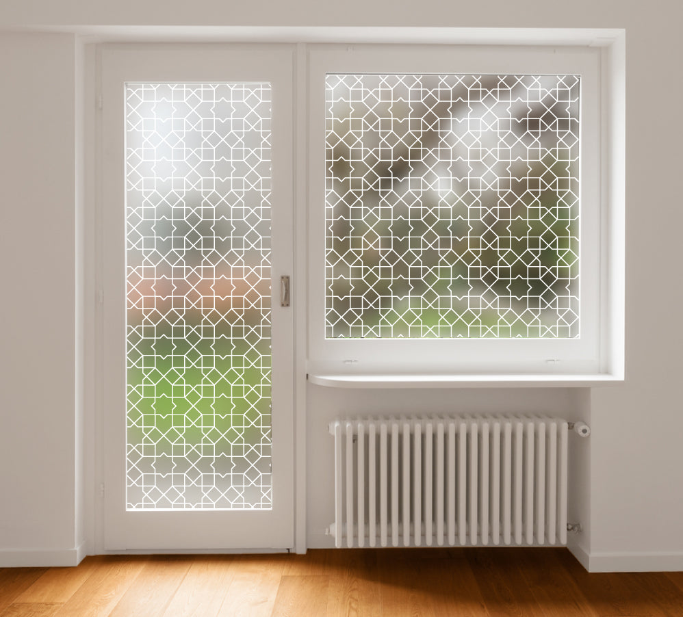 Geometric Starburst Outline Decorative Frosted Window Privacy Film