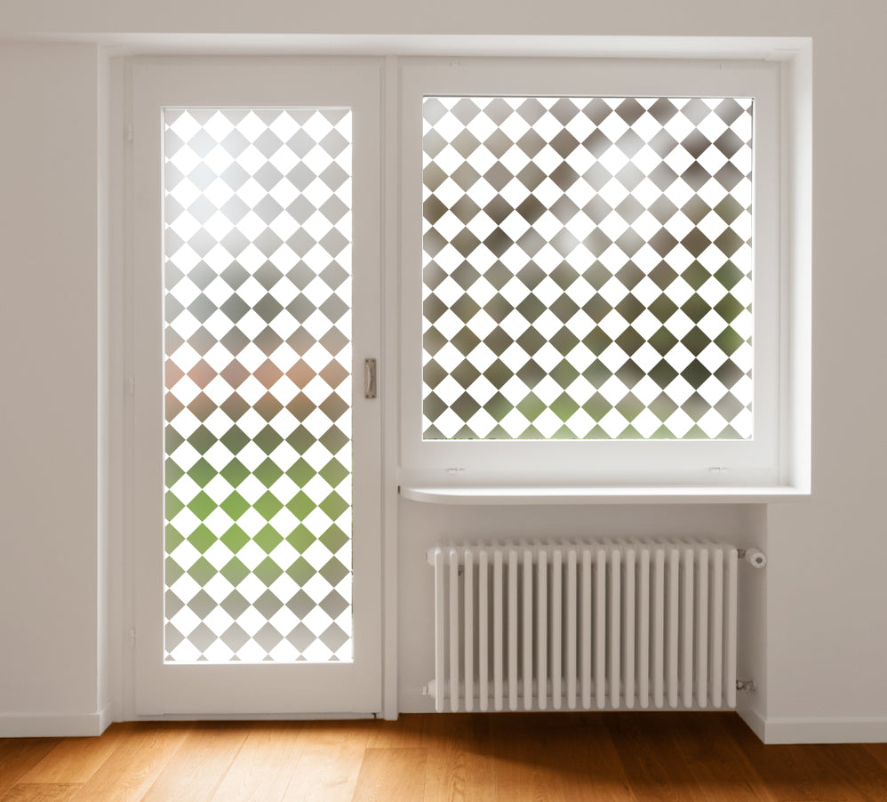 Diamond Chequerboard Squares Decorative  Frosted Window Privacy Film