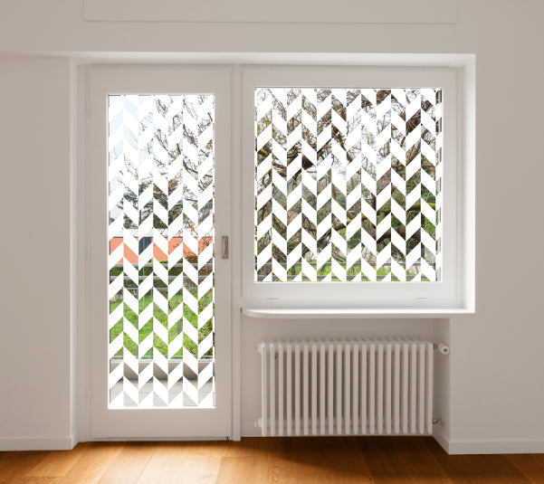 Chevron Lines Clear Static Cling Window Privacy Film