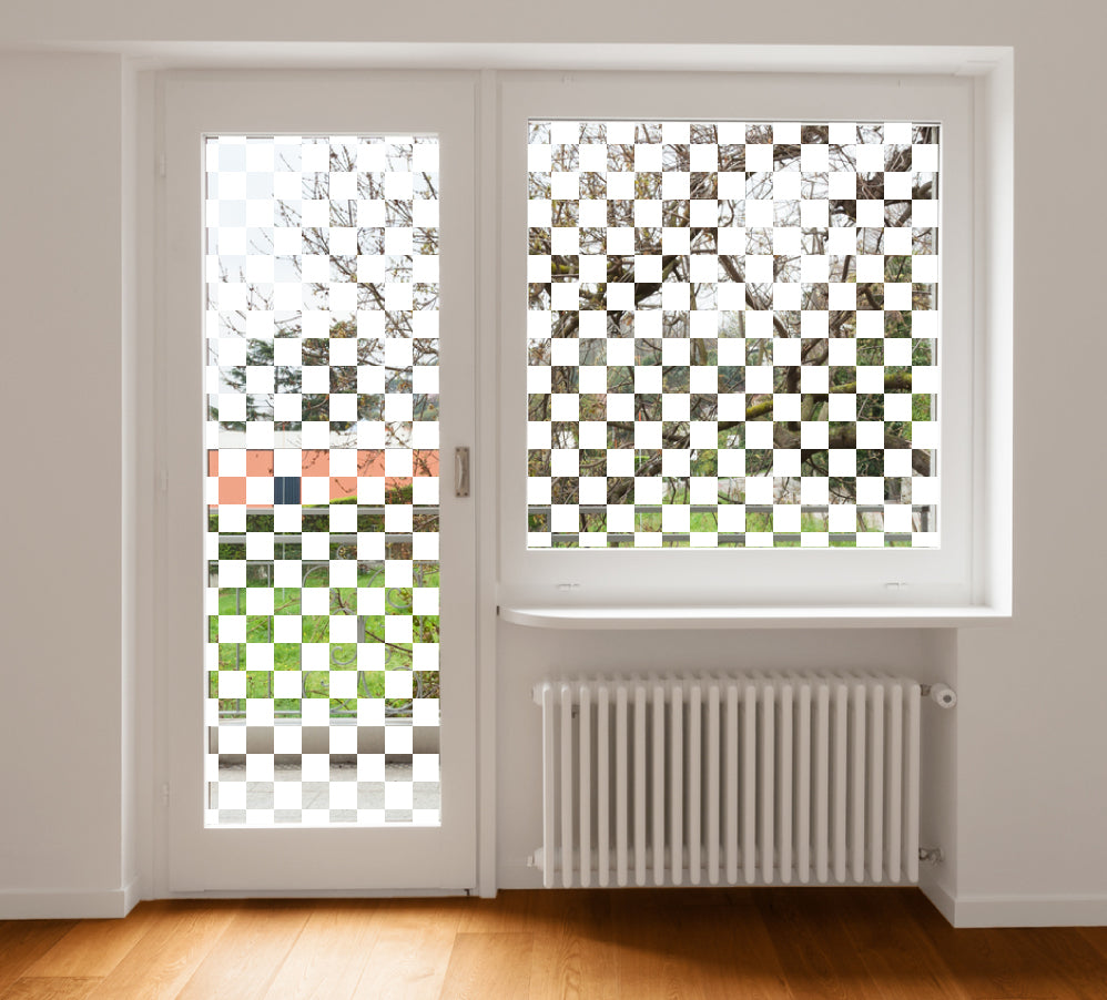 Chequerboard Square Clear Privacy Window Film