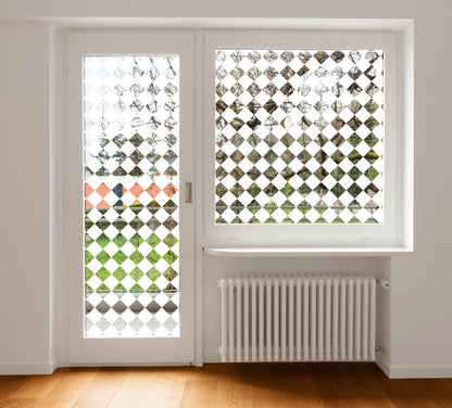 Diamond Chequerboard Squares Clear Window Privacy Film