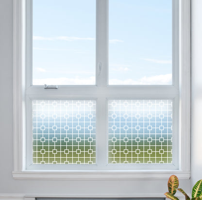 Square Outline Tile Print Frosted Window Privacy Film
