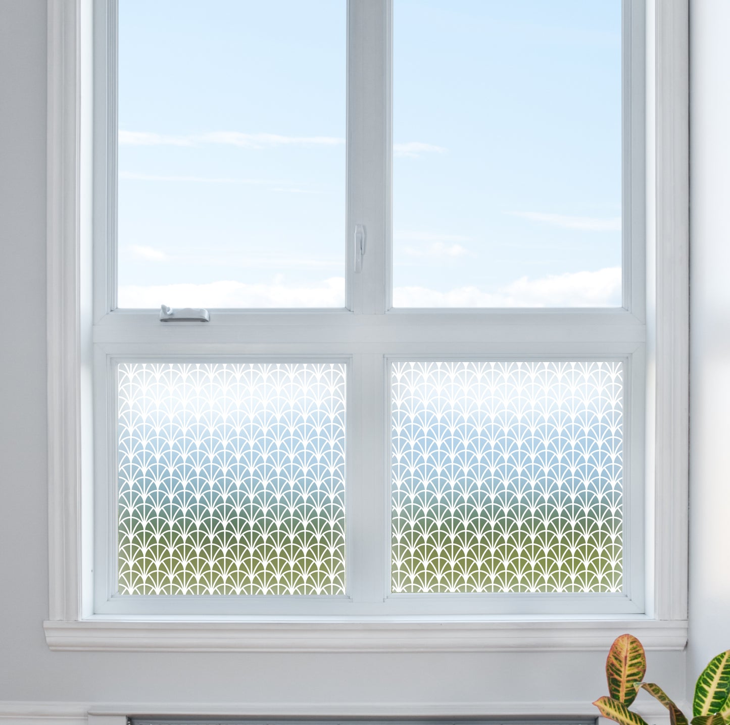 Art Deco Fan Outline Frosted Glass Film