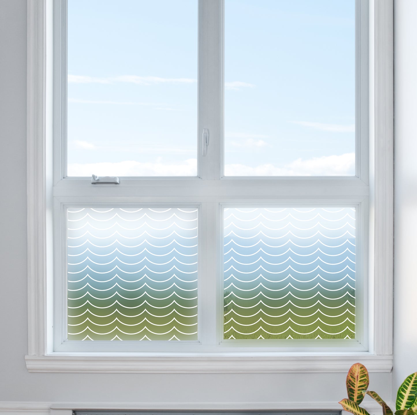 Wavy Squiggle Lines Decorative Frosted Privacy Glass Film