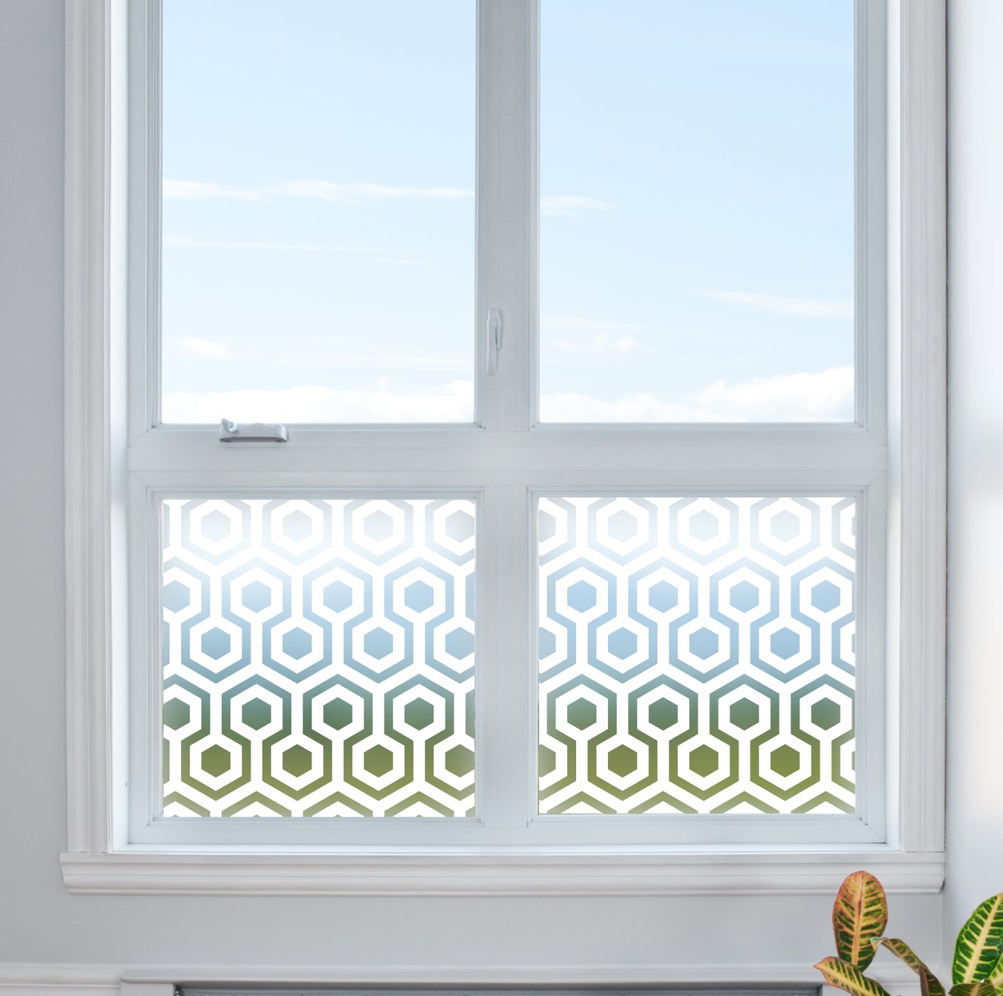 Chunky Hexagon Frosted Window Privacy Glass Film