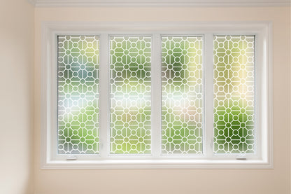 Art Deco Circle Square Tile Decorative Frosted Window Privacy Film