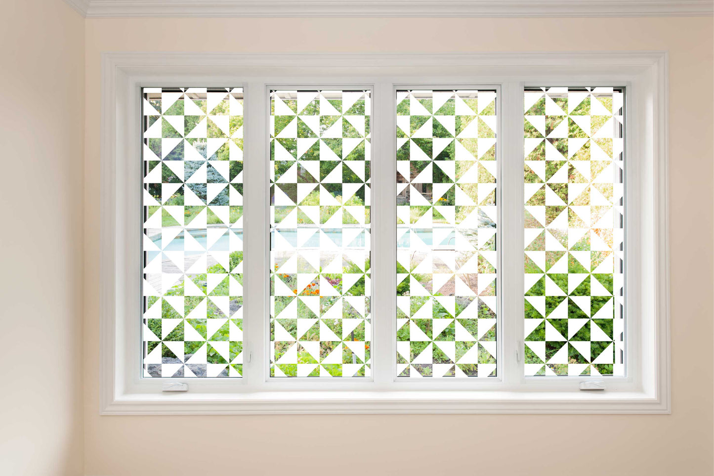 Geometric Pinwheel Triangle Clear Privacy Glass Film