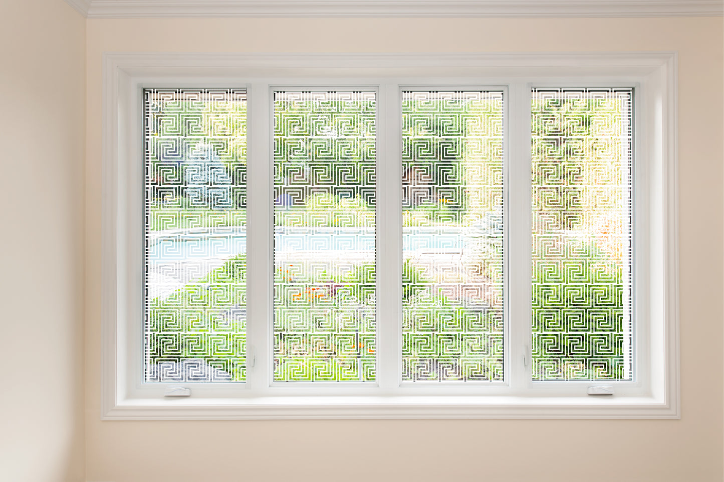 Slim Aztec Square Pattern Clear Privacy Window Glass Film