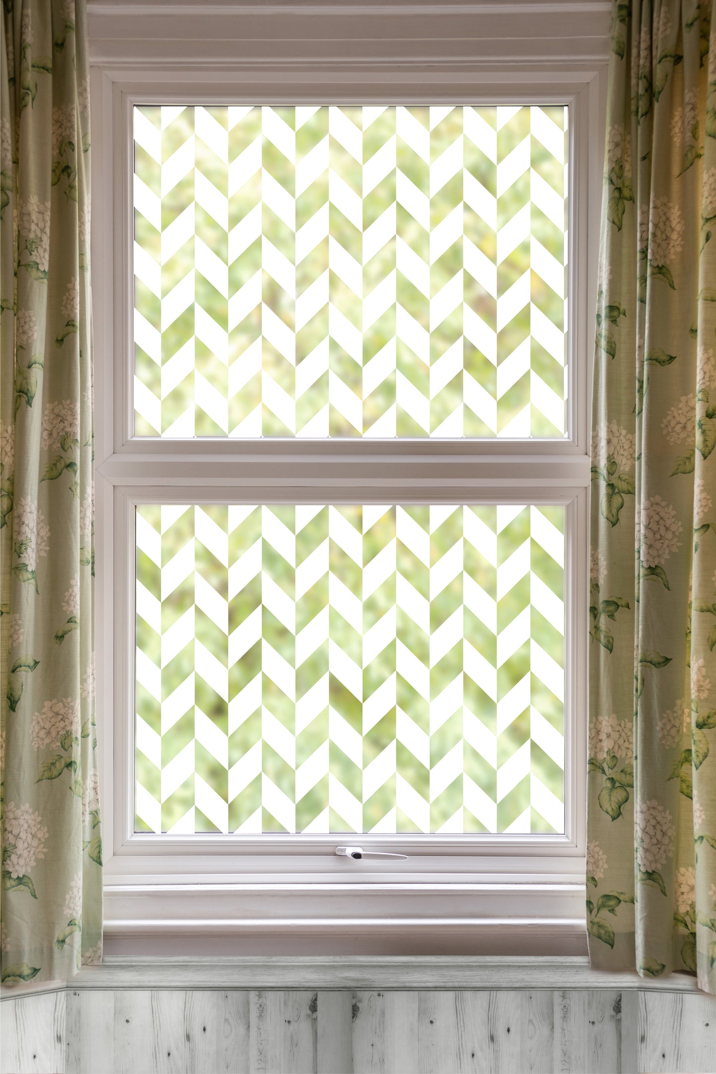 Chevron Lines Clear Static Cling Window Privacy Film