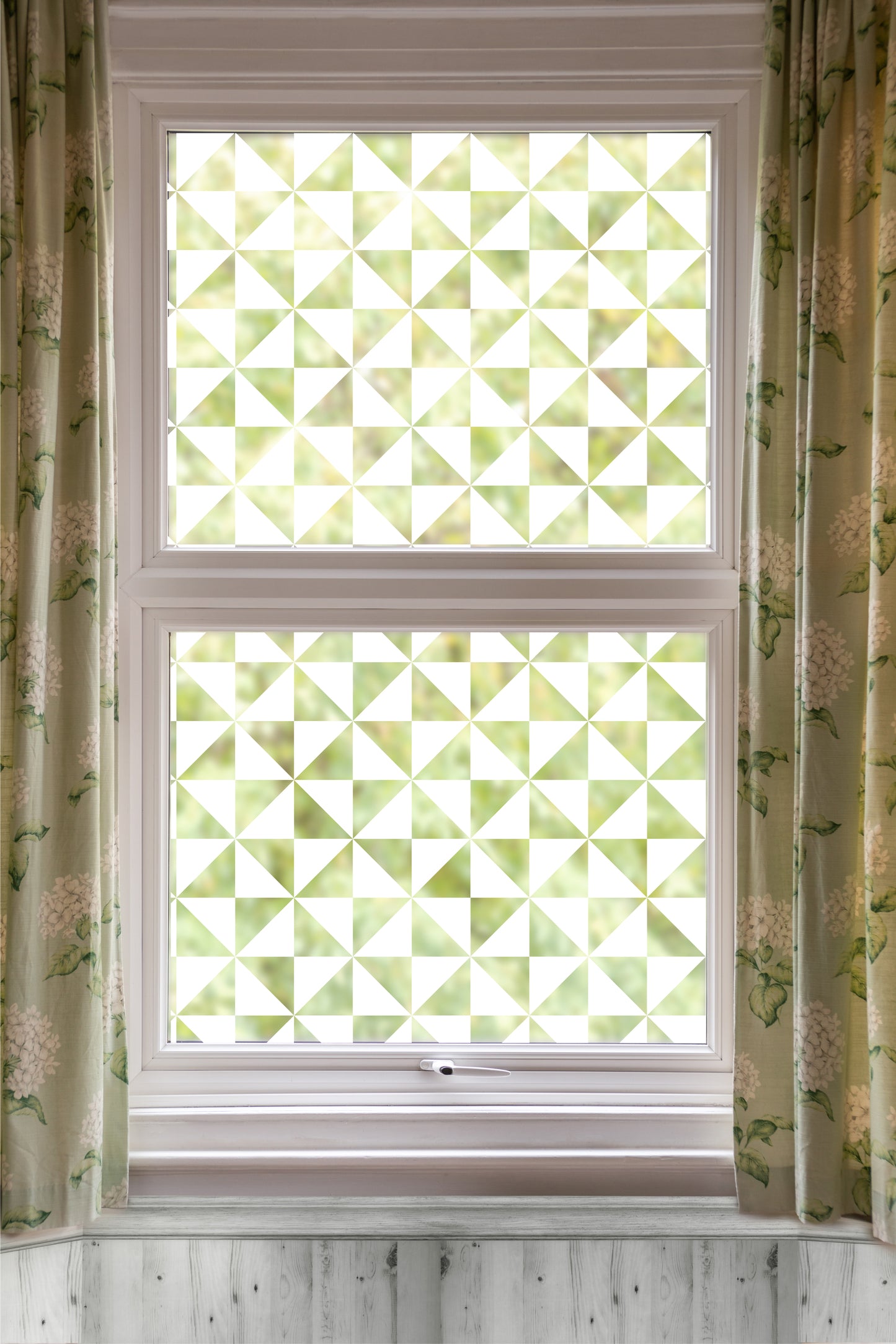 Geometric Pinwheel Triangle Clear Privacy Glass Film