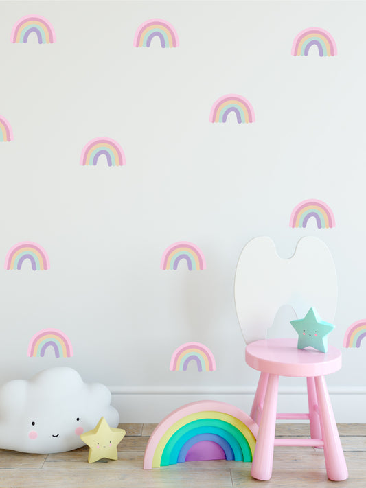 24 Pastel Colour Rainbows Wall Stickers