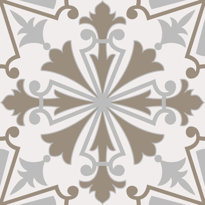 Taupe Grey Deco Pattern Floor & Tile Stickers