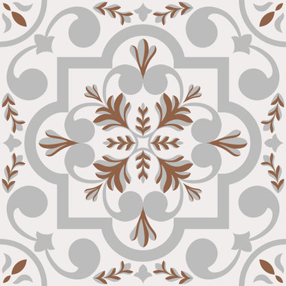 Grey Brown Geometric Floral Peel & Stick Tile Stickers