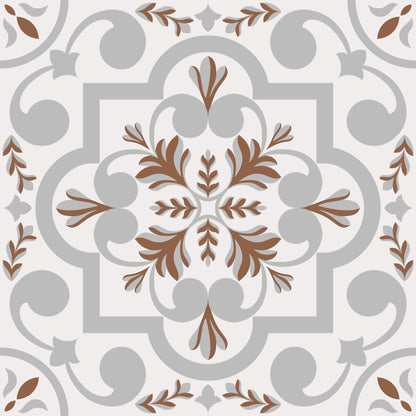 Grey Brown Geometric Floral Peel & Stick Tile Stickers