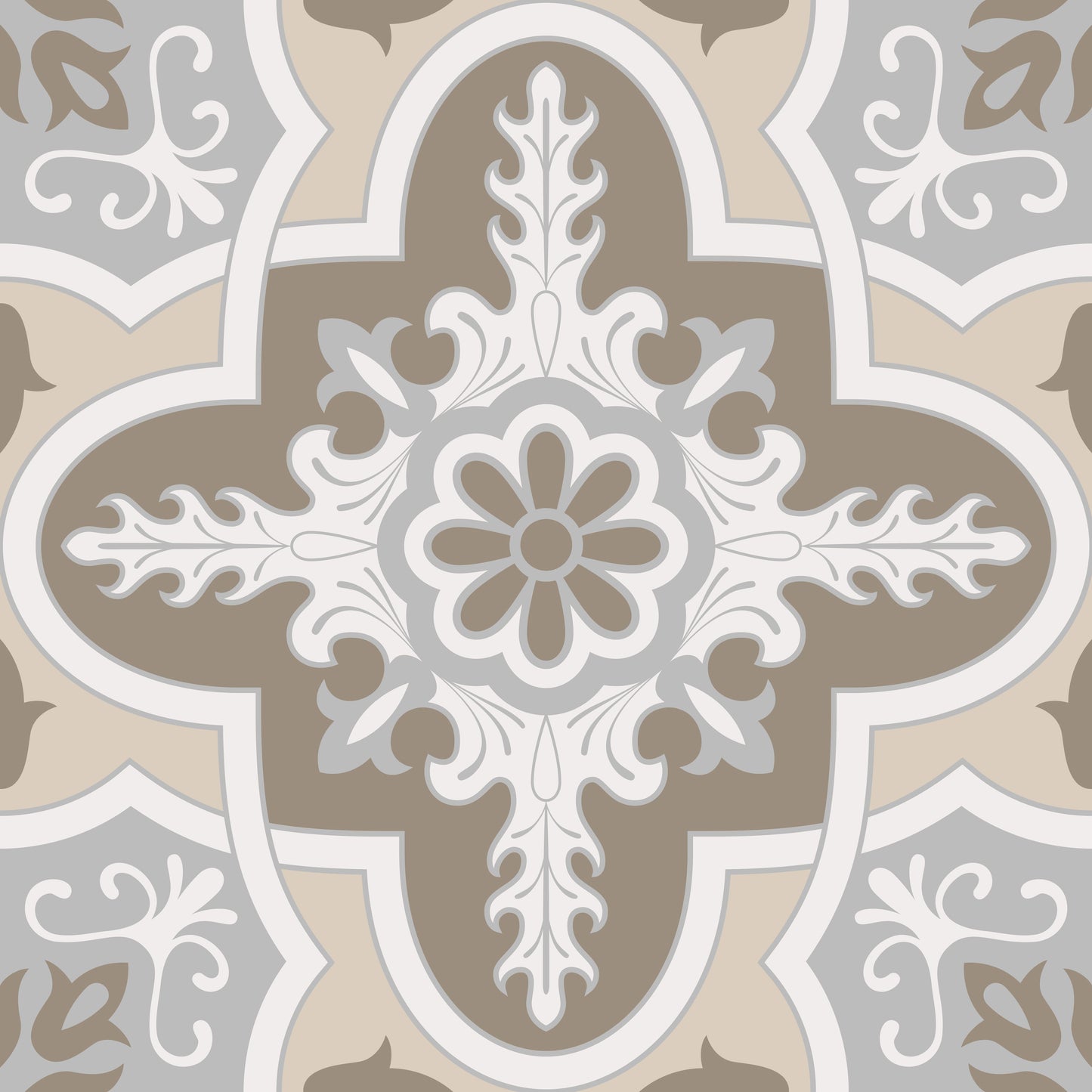 Beige Tone Interlink Design Floor & Wall Tile Stickers