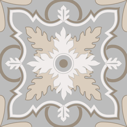 Grey Beige Flame Leaf Removable Tile Stickers