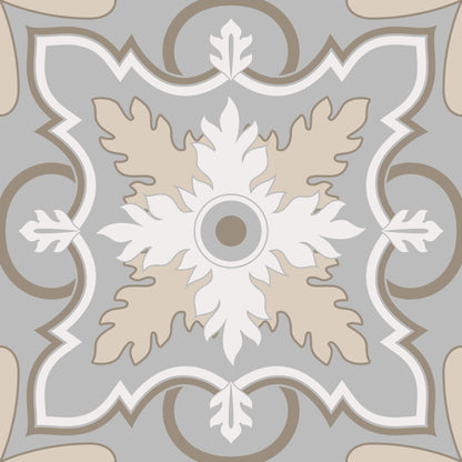 Grey Beige Flame Leaf Removable Tile Stickers