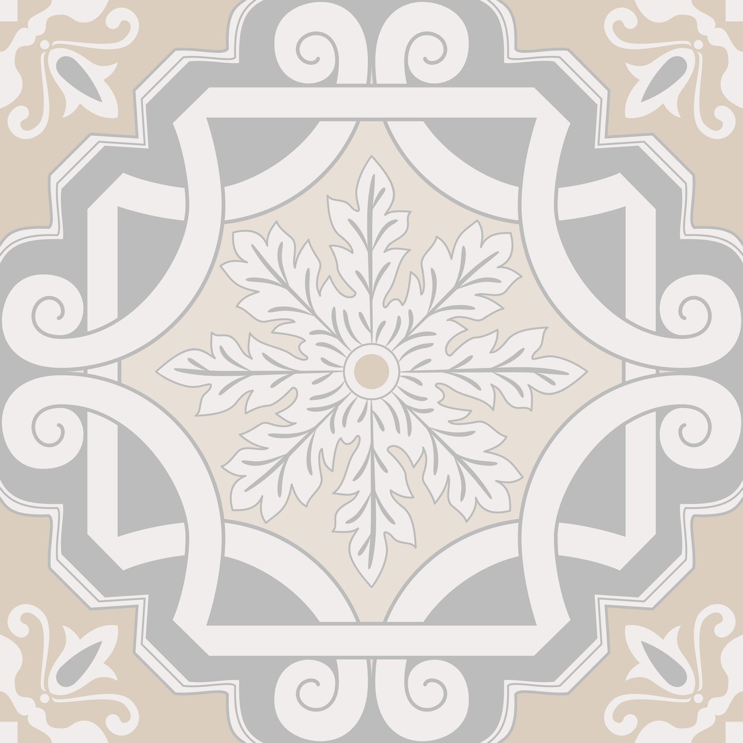 Grey Cream Linked Pattern Floor & Wall Tile Stickers