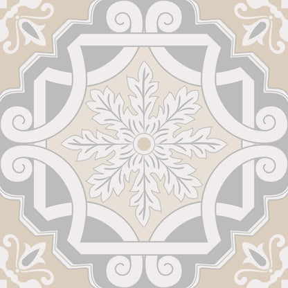 Grey Cream Linked Pattern Floor & Wall Tile Stickers